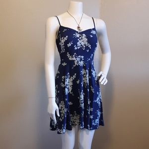 Blue and white floral sun summer dress